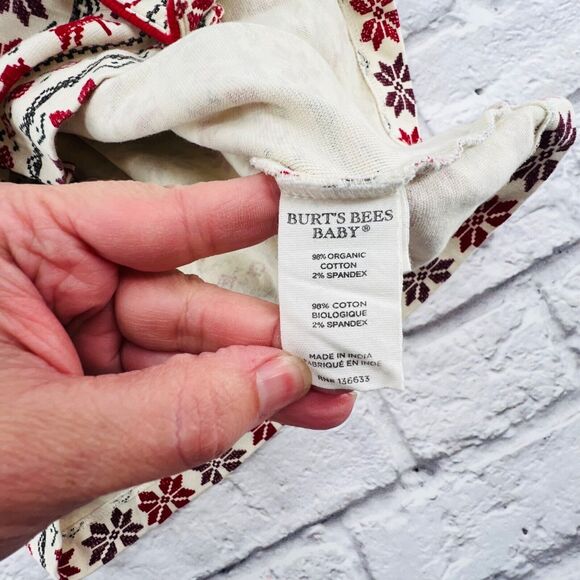 Burt's Bees Baby Pajama Shirt Large Red Green Christmas‎ Holiday Button Down - Picture 6 of 10